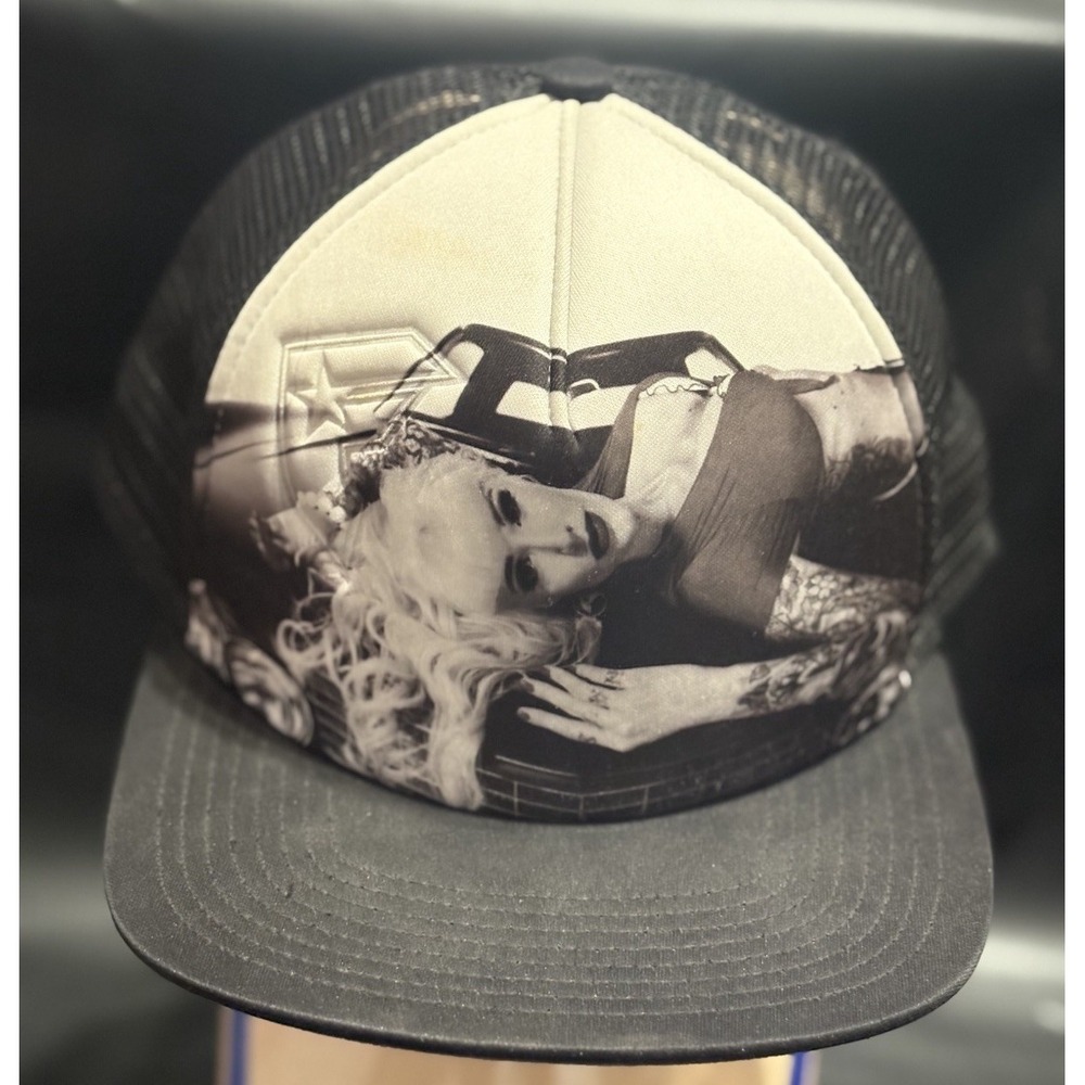 RARE Famous Stars & Straps Black & White Y2K Big Logo Snapback Hat Sabina Kelley